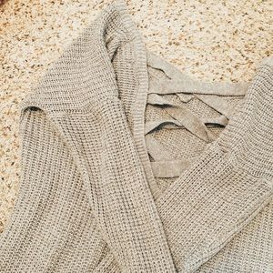 GREY SWEATER - CRISS CROSS BACK